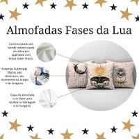 Kit Trio De Almofadas Cheias Fases Da Lua Estampadas Em Veludo Suede 45cm X 45cm Cor Bege - 2