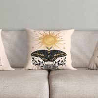 Kit Trio De Almofadas Cheias Fases Da Lua Estampadas Em Veludo Suede 45cm X 45cm Cor Bege - 5