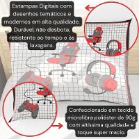 Porta Travesseiro Fronha Avulsa Game Streamer 70cm X 50cm - Estampa Digital Geek Nerd Cor Vermelho - 2