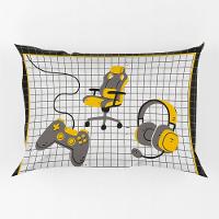 Porta Travesseiro Fronha Avulsa Game Streamer 70cm X 50cm Estampa Digital Geek Nerd Cor Amarelo - 1