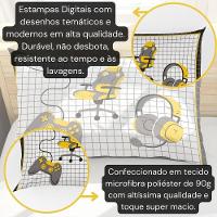 Porta Travesseiro Fronha Avulsa Game Streamer 70cm X 50cm Estampa Digital Geek Nerd Cor Amarelo - 2