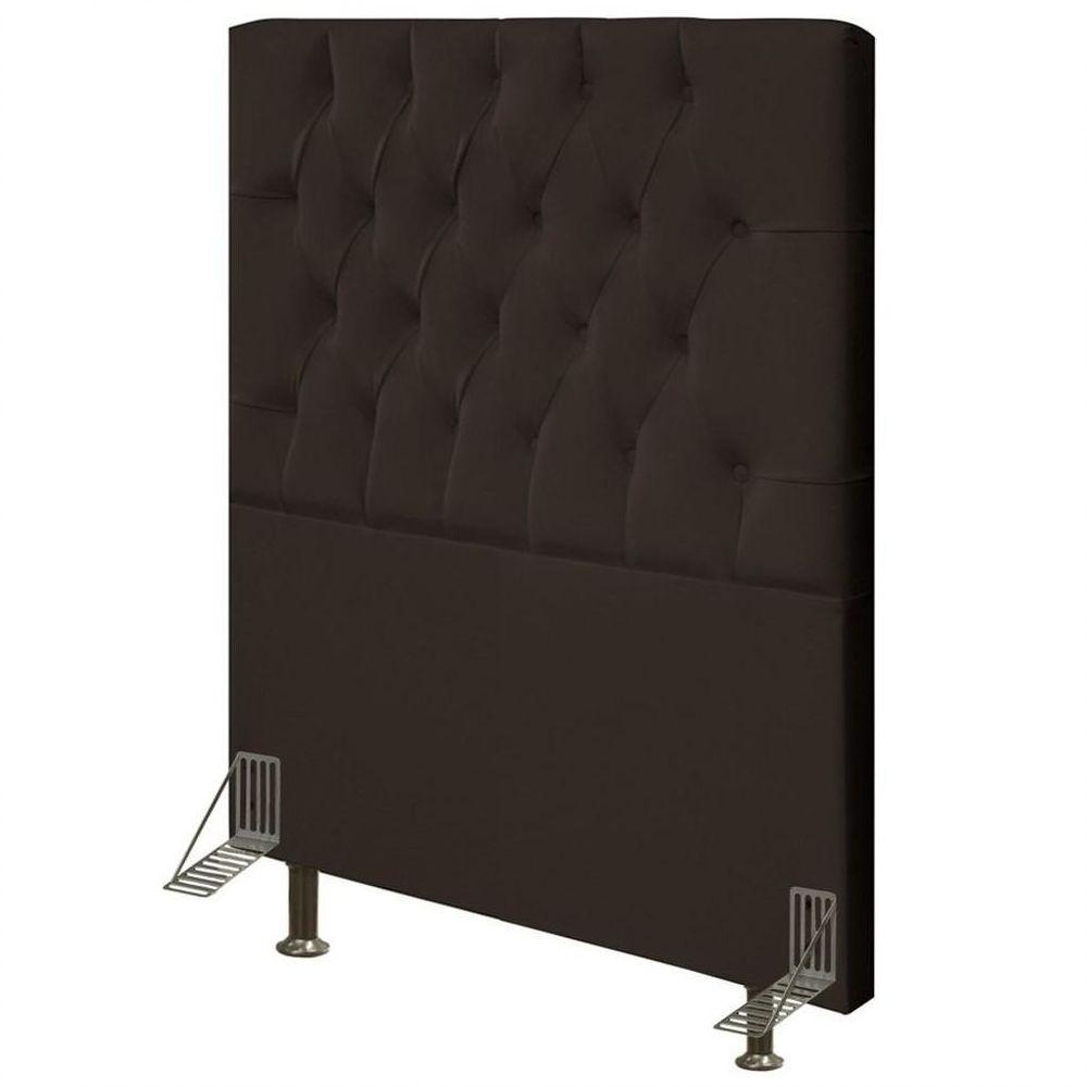 Cabeceira Cama Box Solteiro 90cm Diamante D10 Suede Marrom - 1