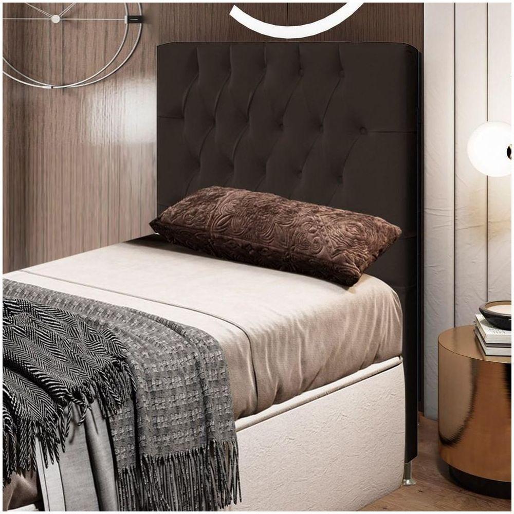 Cabeceira Cama Box Solteiro 90cm Diamante D10 Suede Marrom - 5