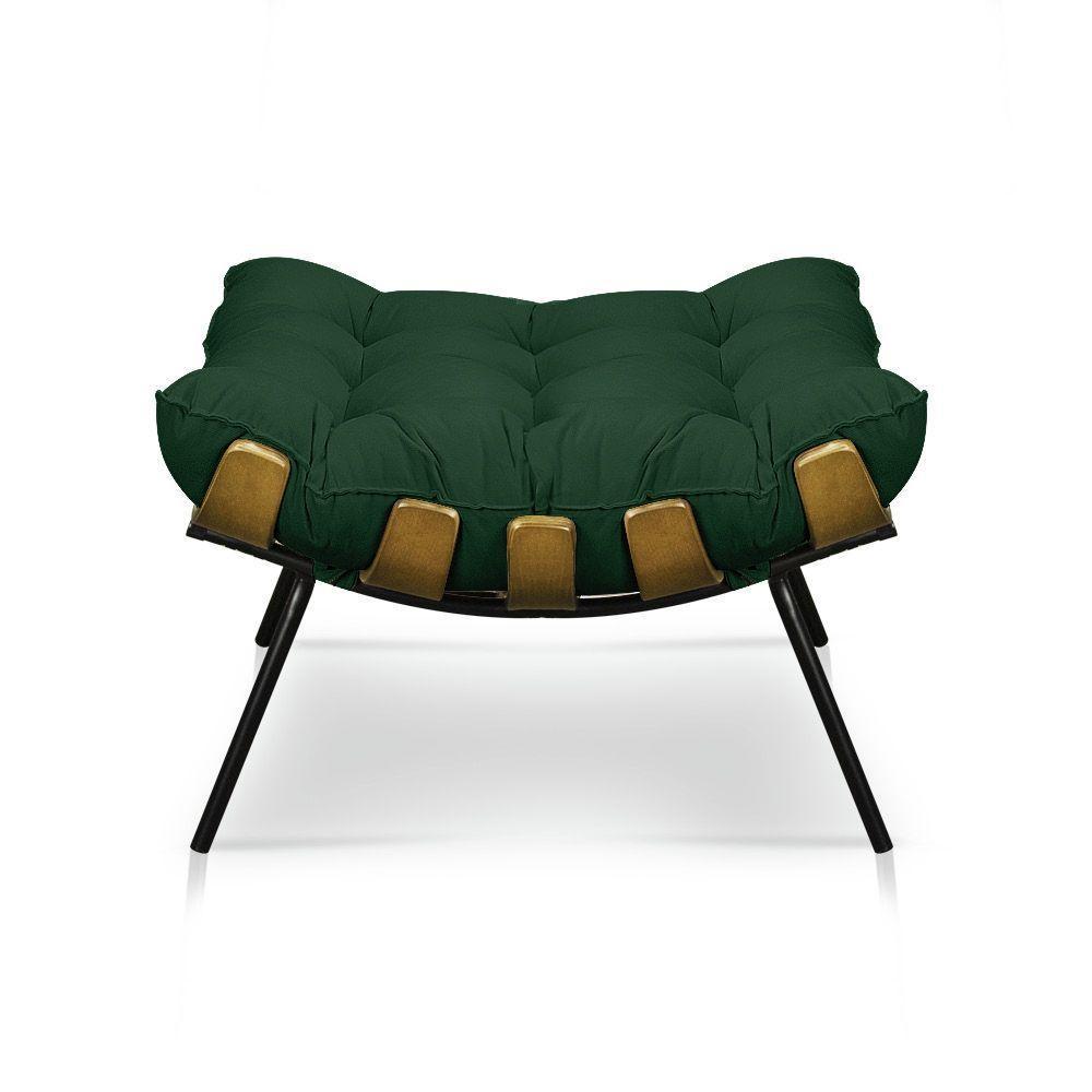 Kit Poltrona Costela Com Puff Para Sala Veludo Verde - 4