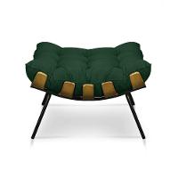 Kit Poltrona Costela Com Puff Para Sala Veludo Verde