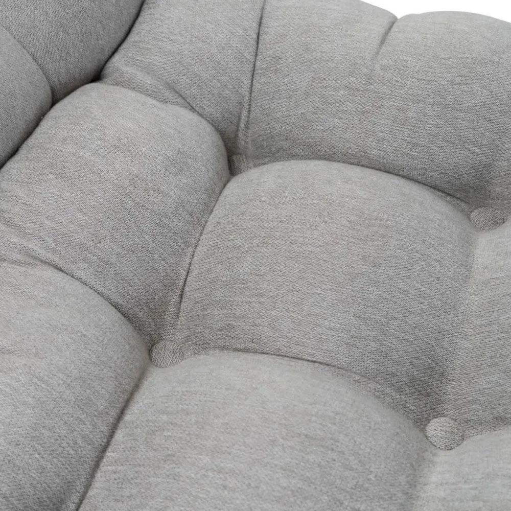 Kit Poltrona Costela Com Puff Para Sala Linho Cinza - 3