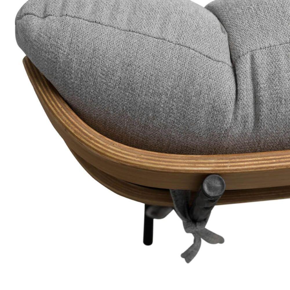 Kit Poltrona Costela Com Puff Para Sala Linho Cinza - 7