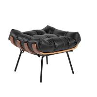 Kit Poltrona Costela Com Puff Para Sala Couríssimo Preto - 2