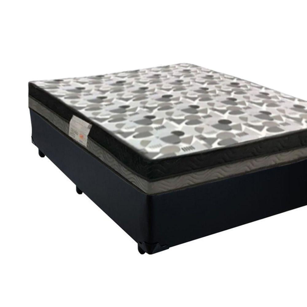 Cama Box Casal Sintético + Colchão Casal Ortobom Iso Dupla Face 60x138x188 preto - 2