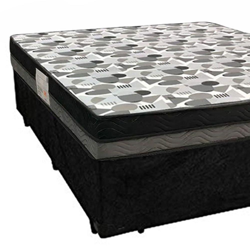 Cama Box Casal Suede + Colchão Casal Ortobom Iso Dupla Face 60x138x188 preto - 3