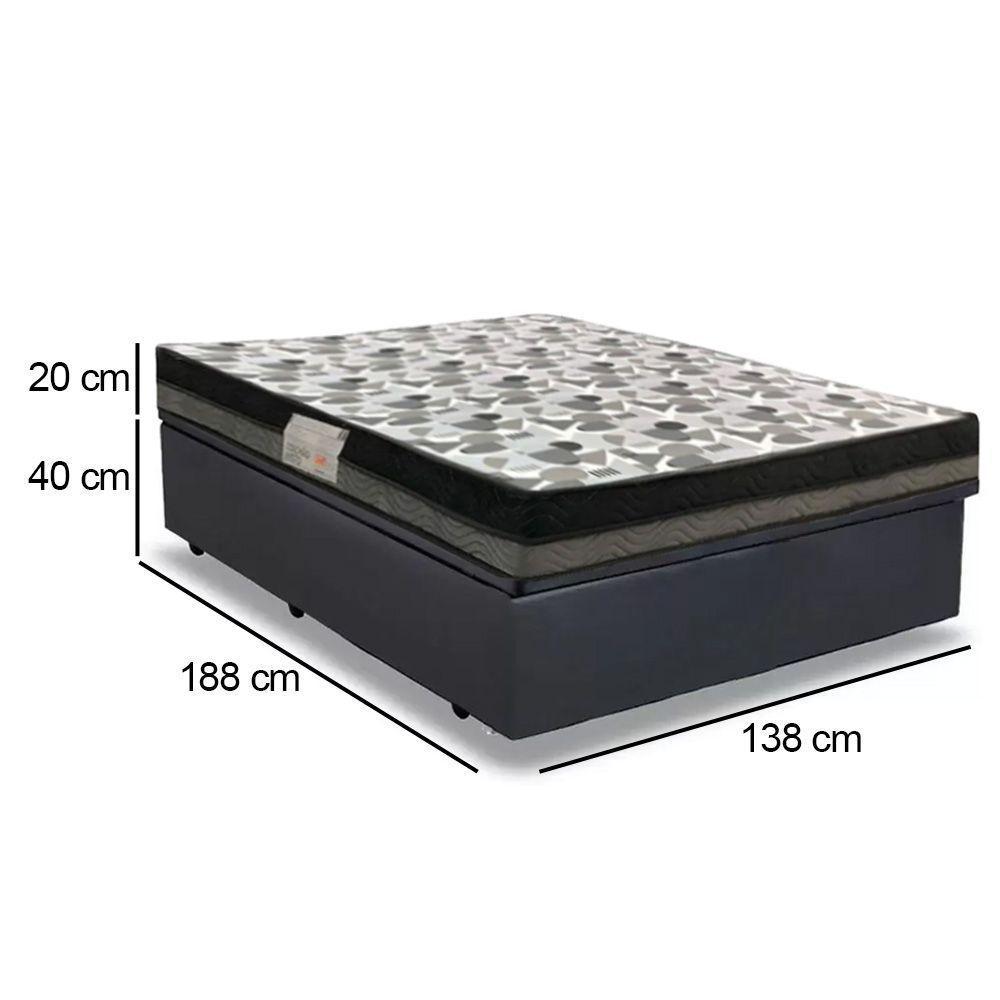 Cama Baú Casal Sintético + Colchão Casal Ortobom Iso Dupla Face 60x138x188 cinza - 5