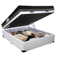 Cama Baú Casal Sintético + Colchão Casal Ortobom Iso Dupla Face 60x138x188 branco - 2