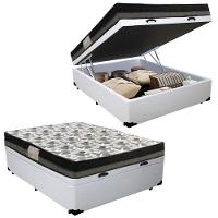 Cama Baú Casal Sintético + Colchão Casal Ortobom Iso Dupla Face 60x138x188 branco - 1