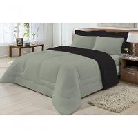 Edredom Dupla Face 100% Algodão Malha Queen Gran Moratta 01 Peça - Cinza/preto - 2