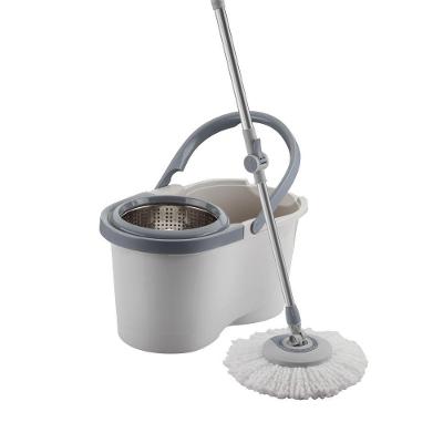 Mop Giratório Menalux Com Cesto Inox E Refil Extra De Microfibra
