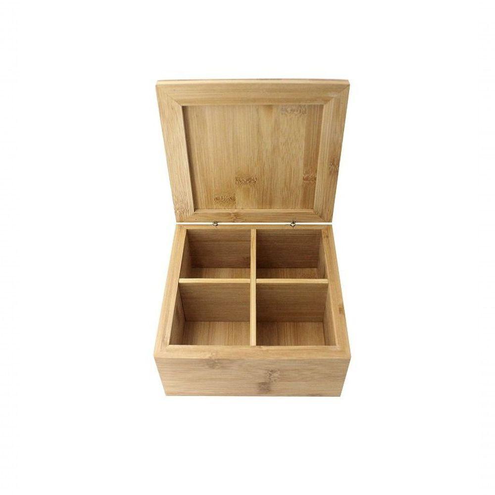 Caixa Quadrada Em Bambu Com 4 Divisórias 26824 - Dynasty - 1