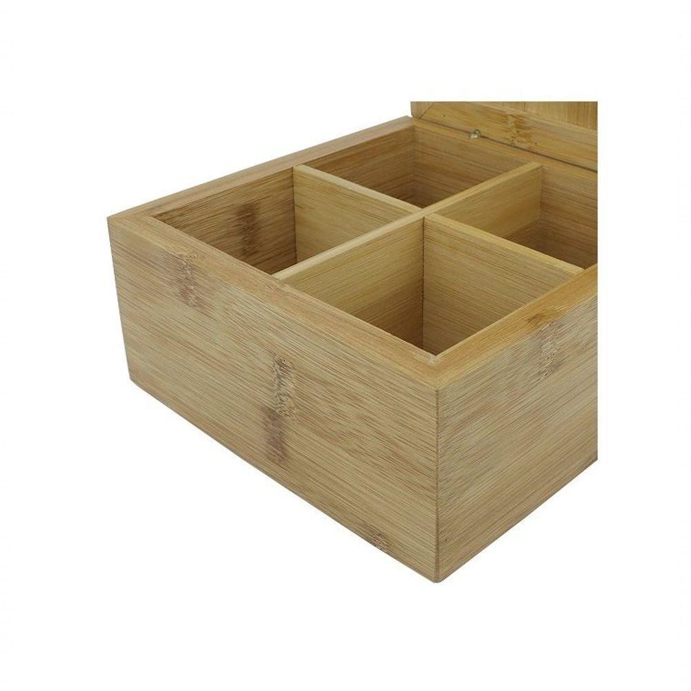 Caixa Quadrada Em Bambu Com 4 Divisórias 26824 - Dynasty - 2