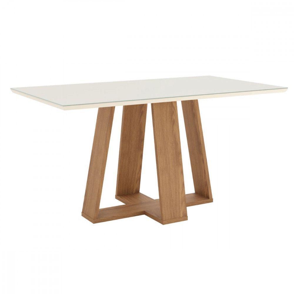 Conjunto De Mesa Henn Lins Com 6 Cadeiras Bella 1,60 Nature-off White-marrom Amêndoa - 4