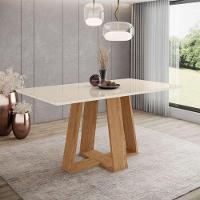Conjunto De Mesa Henn Lins Com 6 Cadeiras Bella 1,60 Nature-off White-marrom Amêndoa - 3