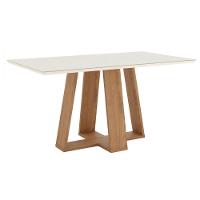 Conjunto De Mesa Henn Lins Com 6 Cadeiras Bella 1,60 Nature-off White-marrom Amêndoa - 4
