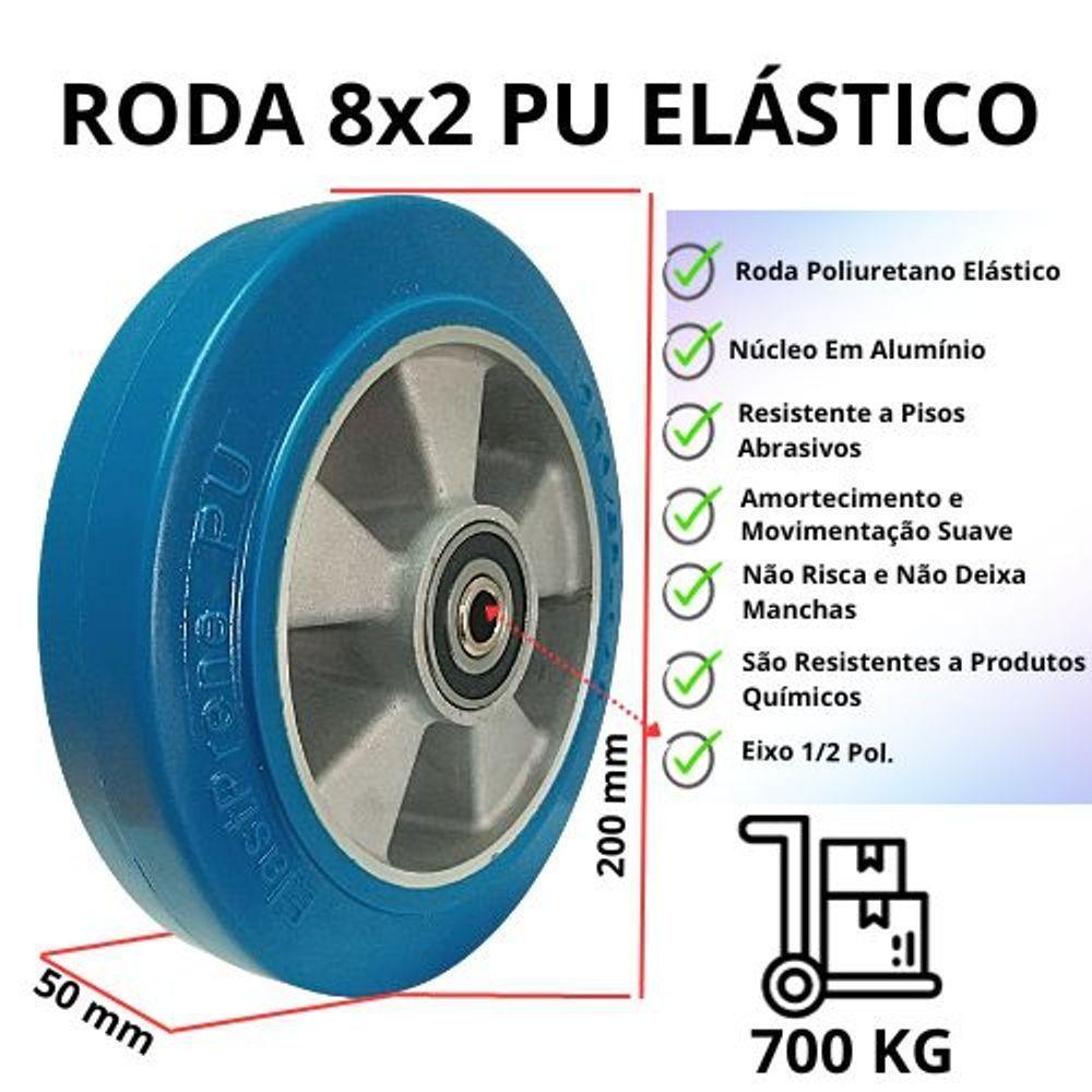 Roda 8x2 Pu Elástico Alta Resistência Pisos Abrasivo Azul 700 Kg - 3