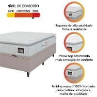 Cama Box Baú Colchão Casal Espuma D33 Vangogh Pillow Top 138x188x70cm Branco-Bege Hellen Suporta até 120kg por Pessoa - 2