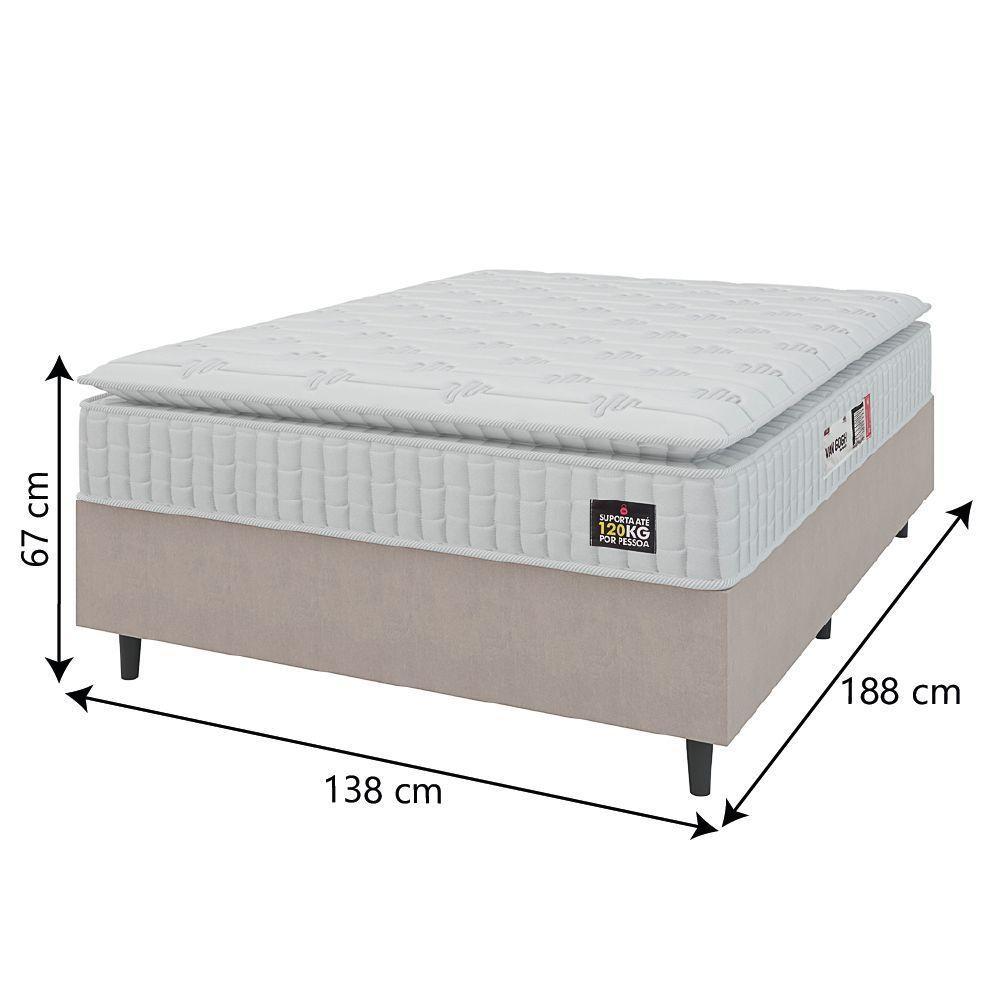 Cama Box Colchão Casal Espuma D33 Vangogh Pillow Top 138x188x67cm Branco-Bege Hellen Suporta até 120kg por Pessoa - 4
