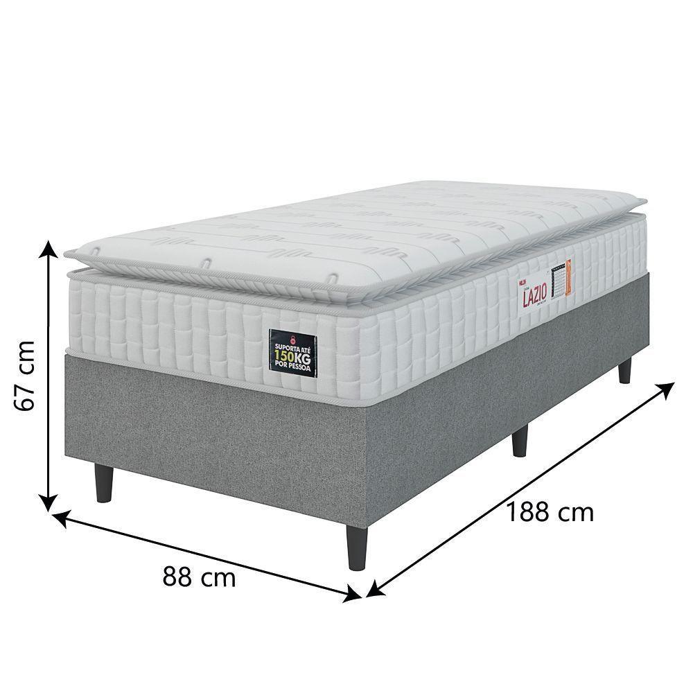 Cama Box Colchão Solteiro Espuma D45 Lazio Pillow Top 88x188x67cm Branco-Cinza Hellen Suporta até 120kg por Pessoa - 5