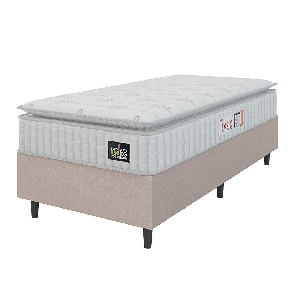 Cama Box Colchão Solteiro Espuma D45 Lazio Pillow Top 88x188x67cm Branco-Bege Hellen Suporta até 120kg por Pessoa - 1