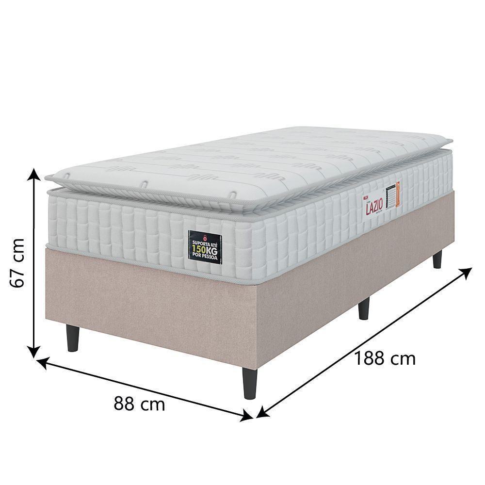 Cama Box Colchão Solteiro Espuma D45 Lazio Pillow Top 88x188x67cm Branco-Bege Hellen Suporta até 120kg por Pessoa - 3