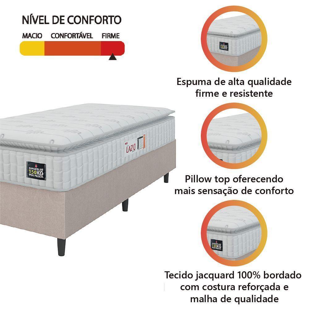 Cama Box Colchão Solteiro Espuma D45 Lazio Pillow Top 88x188x67cm Branco-Bege Hellen Suporta até 120kg por Pessoa - 5