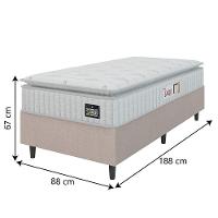 Cama Box Colchão Solteiro Espuma D45 Lazio Pillow Top 88x188x67cm Branco-Bege Hellen Suporta até 120kg por Pessoa - 3