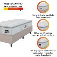 Cama Box Colchão Solteiro Espuma D45 Lazio Pillow Top 88x188x67cm Branco-Bege Hellen Suporta até 120kg por Pessoa - 5