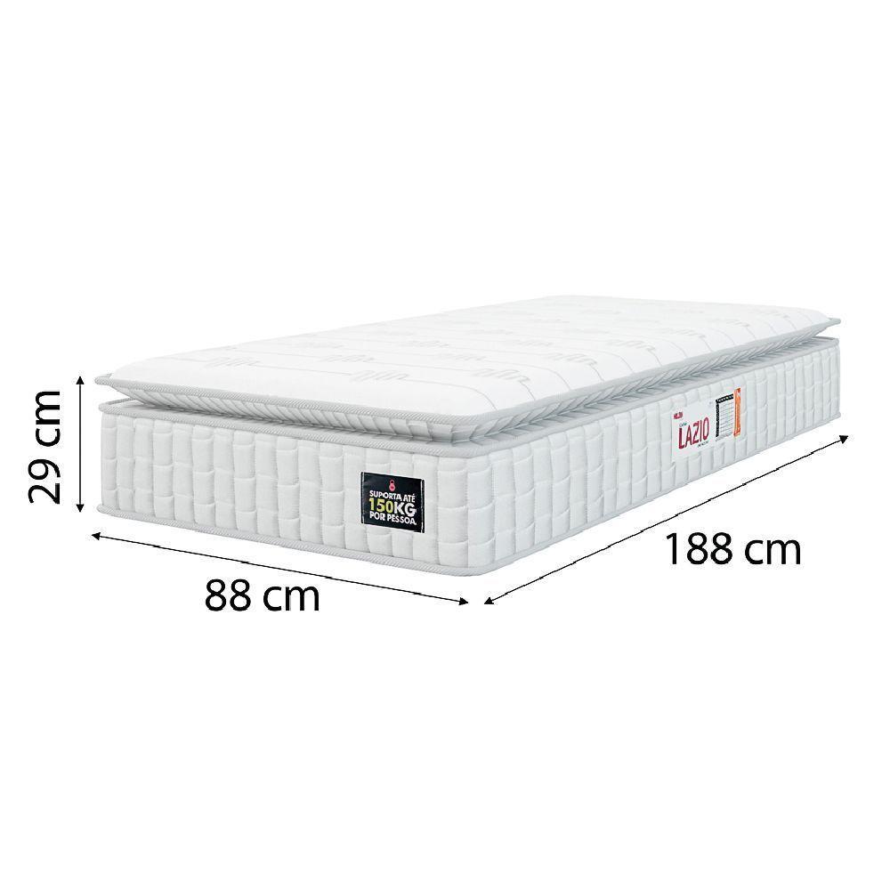 Cama Box Baú Colchão Solteiro Espuma D45 Lazio Pillow Top 88x188x70cm Branco-Bege Hellen Suporta até 120kg por Pessoa - 6