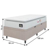 Cama Box Baú Colchão Solteiro Espuma D45 Lazio Pillow Top 88x188x70cm Branco-Bege Hellen Suporta até 120kg por Pessoa - 2