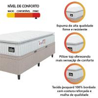Cama Box Baú Colchão Solteiro Espuma D45 Lazio Pillow Top 88x188x70cm Branco-Bege Hellen Suporta até 120kg por Pessoa - 5