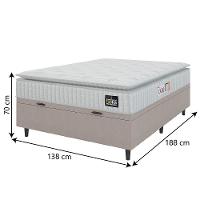 Cama Box Baú Colchão Casal Espuma D45 Lazio Pillow Top 138x188x70cm Branco-Bege Hellen Suporta até 120kg por Pessoa - 5