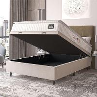 Cama Box Baú Colchão Casal Espuma D45 Lazio Pillow Top 138x188x70cm Branco-Bege Hellen Suporta até 120kg por Pessoa - 6