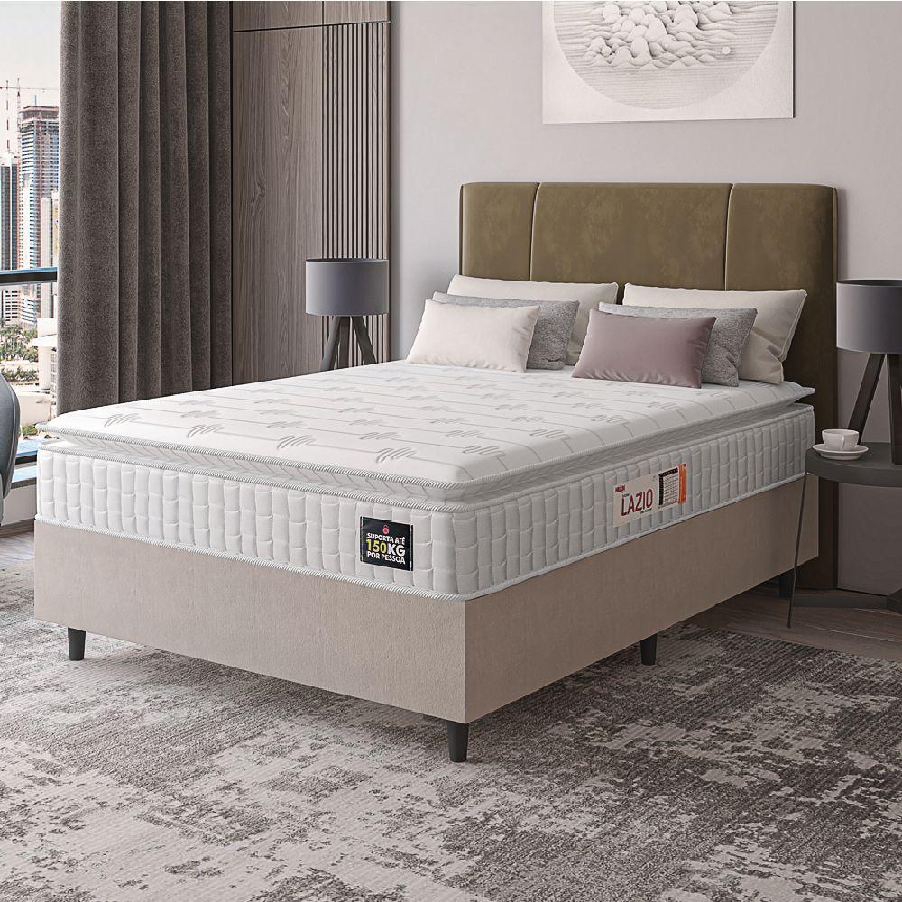 Cama Box Colchão Casal Espuma D45 Lazio Pillow Top 138x188x67cm Branco-Bege Hellen Suporta até 120kg por Pessoa - 3