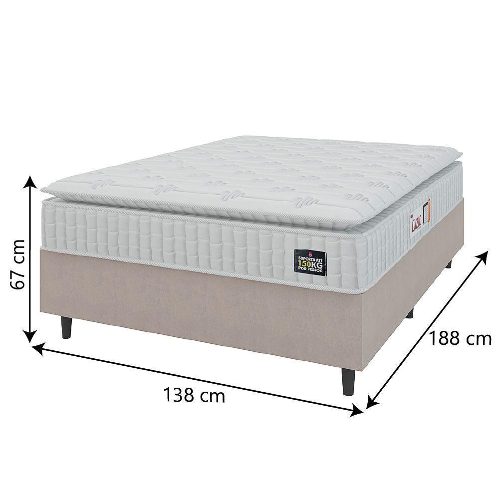 Cama Box Colchão Casal Espuma D45 Lazio Pillow Top 138x188x67cm Branco-Bege Hellen Suporta até 120kg por Pessoa - 4