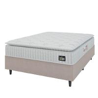 Cama Box Colchão Casal Espuma D45 Lazio Pillow Top 138x188x67cm Branco-Bege Hellen Suporta até 120kg por Pessoa - 1