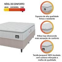Cama Box Colchão Casal Espuma D45 Lazio Pillow Top 138x188x67cm Branco-Bege Hellen Suporta até 120kg por Pessoa - 2