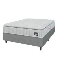 Cama Box Colchão Casal Espuma D45 Lazio Pillow Top 138x188x67cm Branco-Cinza Hellen Suporta até 120kg por Pessoa - 1