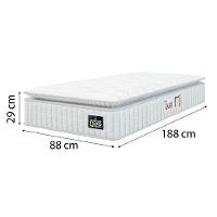 Cama Box Baú Colchão Solteiro Espuma D45 Lazio Pillow Top 88x188x70cm Branco-Cinza Hellen Suporta até 120kg por Pessoa - 3