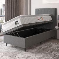 Cama Box Baú Colchão Solteiro Espuma D45 Lazio Pillow Top 88x188x70cm Branco-Cinza Hellen Suporta até 120kg por Pessoa - 5