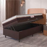 Cama Box Baú Colchão Solteiro Molas Ensacadas Florida 88x188x61cm Marrom-Branco Hellen Suporta até 110kg por Pessoa - 5