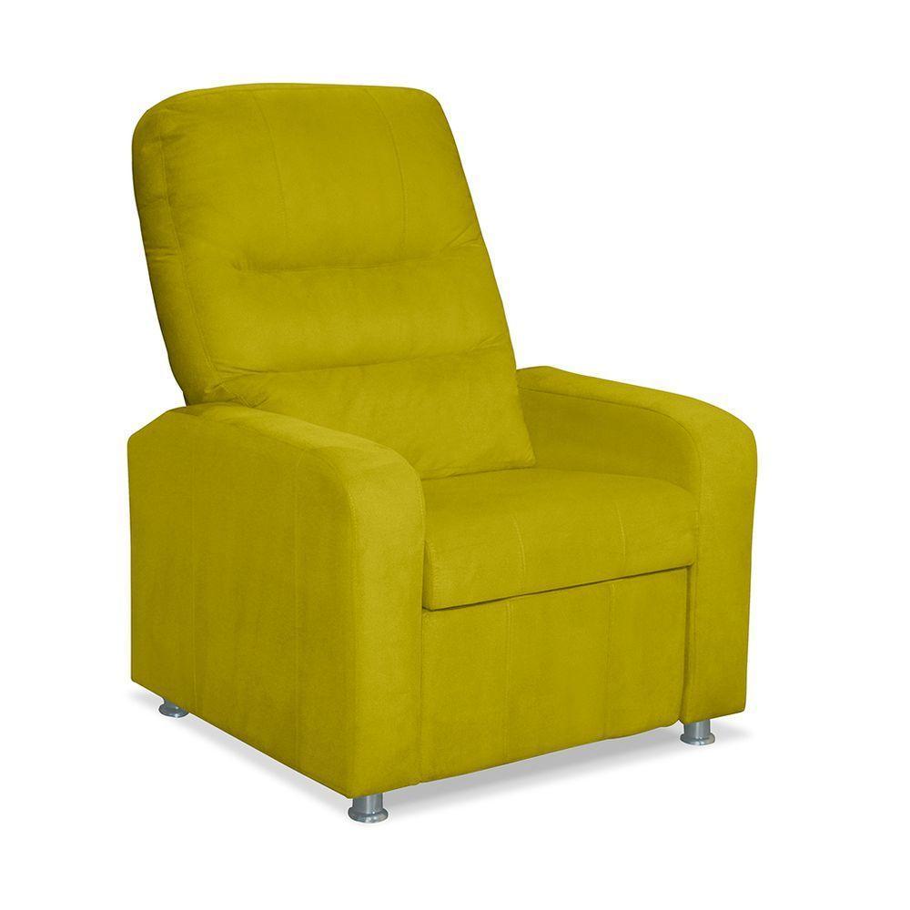 Poltrona Do Papai Reclinável Confortável Suede Amarelo - 5