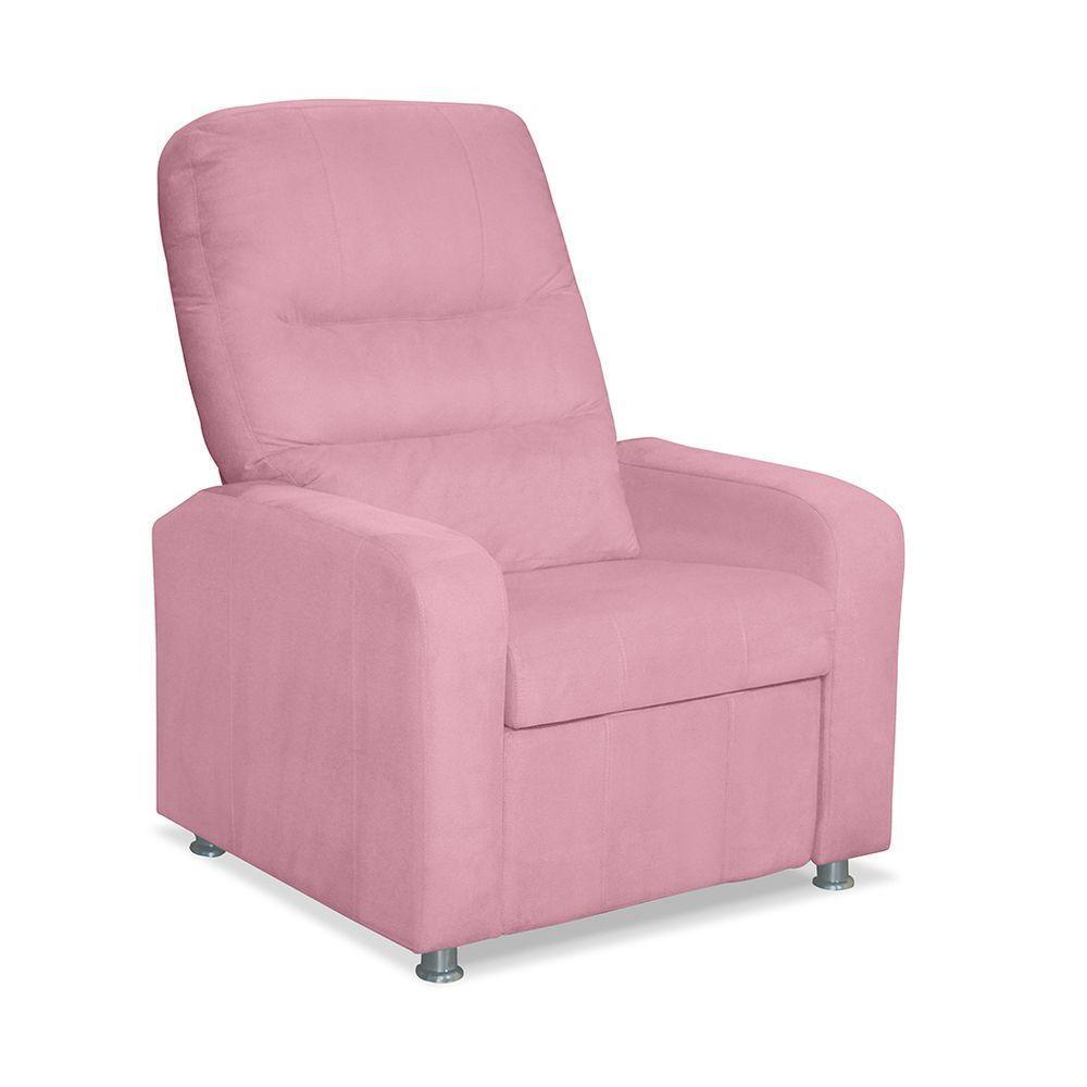 Poltrona Do Papai Reclinável Confortável Suede Rosa Bebê - 4