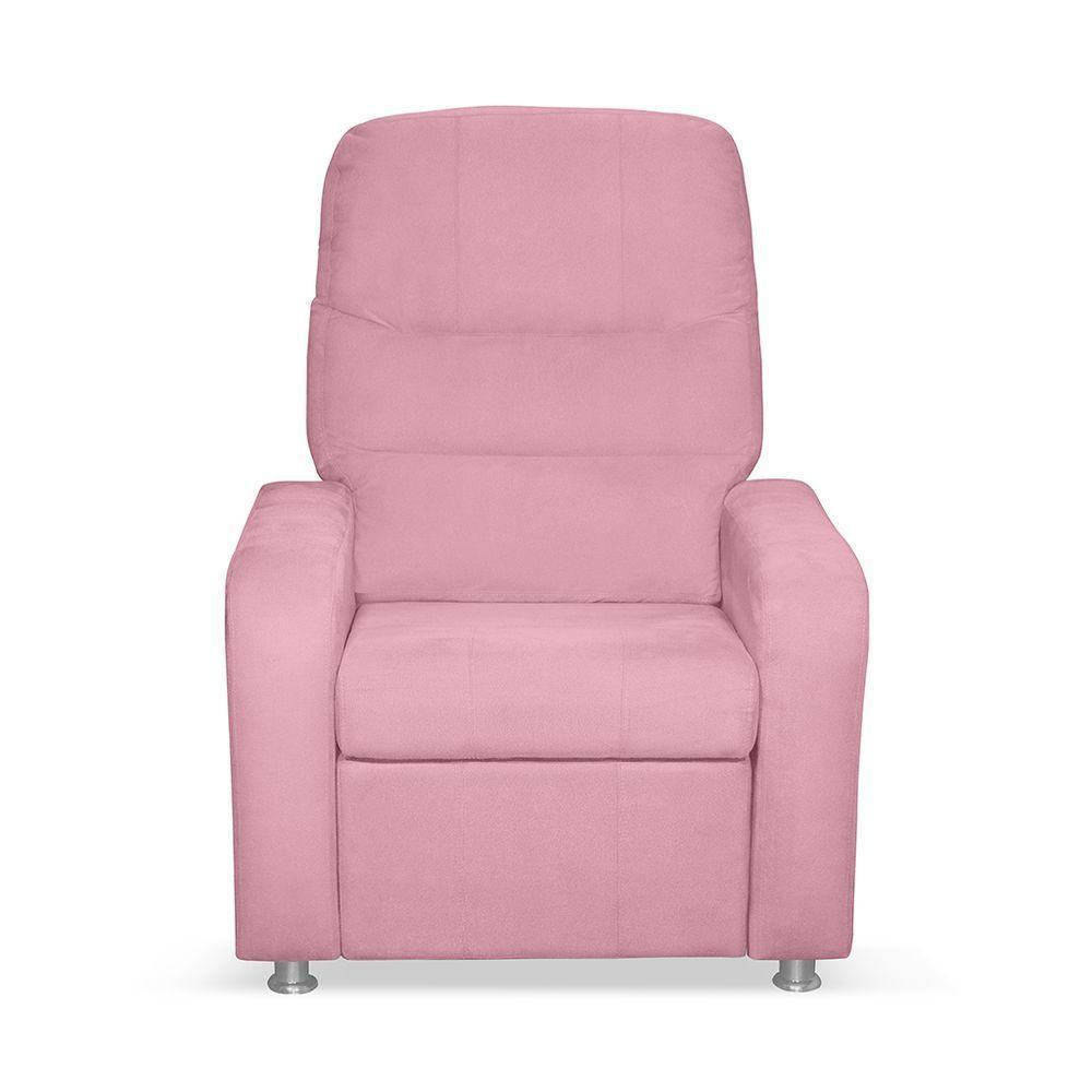 Poltrona Do Papai Reclinável Confortável Suede Rosa Bebê - 6