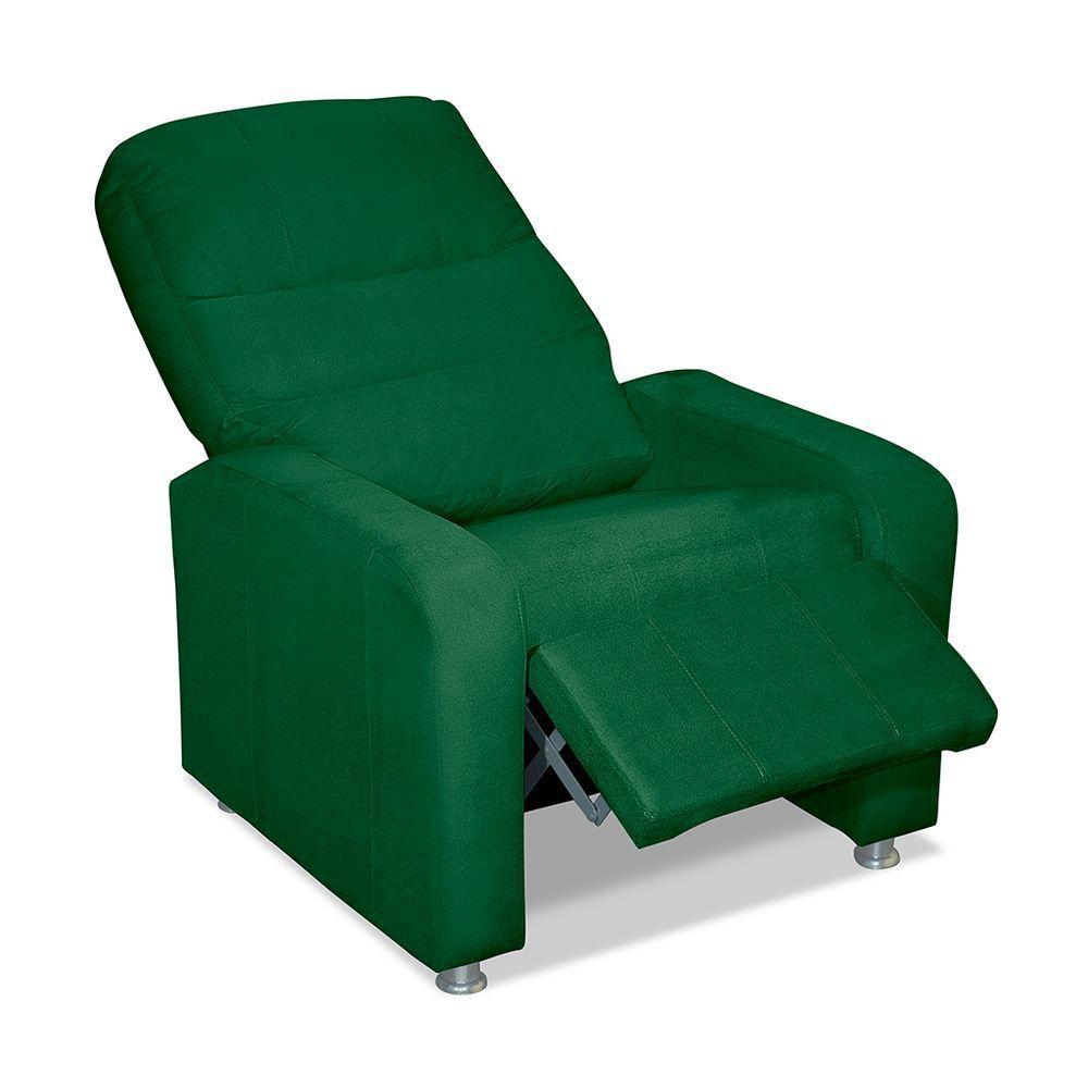 Poltrona Do Papai Reclinável Confortável Suede Verde - 1